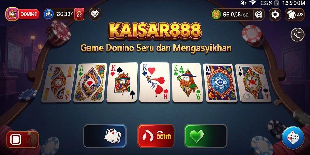 Antarmuka menarik KAISAR888 dengan grafis vibrant saat bermain Domino.