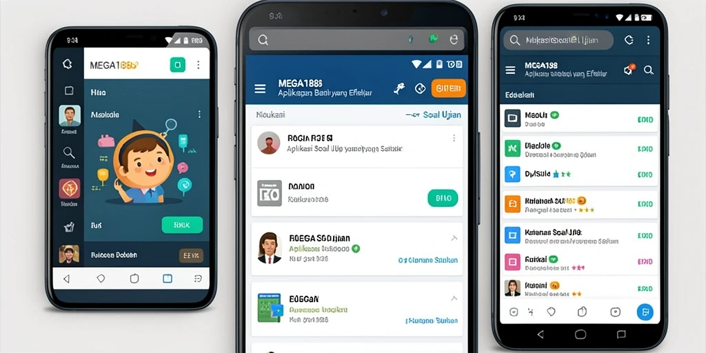 Antarmuka MEGA188 yang intuitif dan informatif untuk soal ujian.