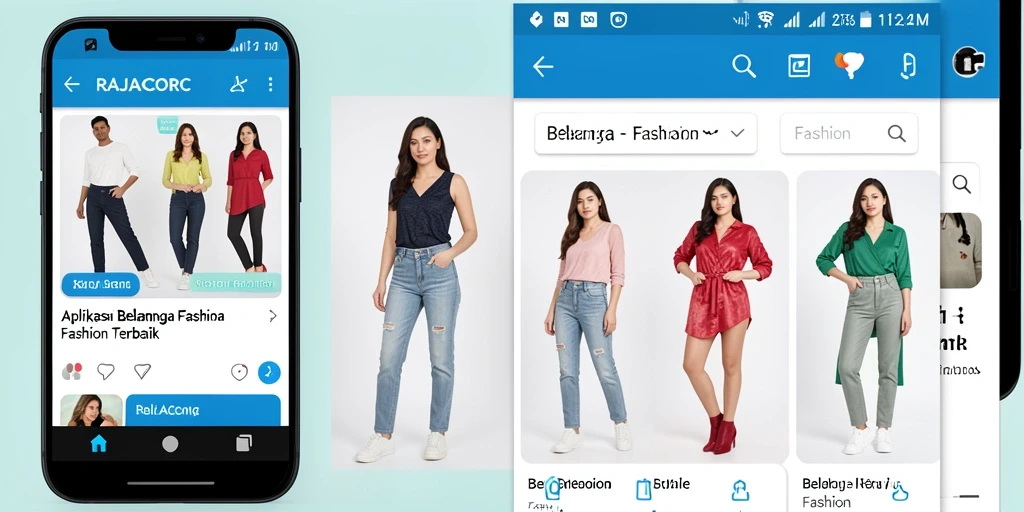 Tampilan antarmuka aplikasi RAJACORC untuk belanja fashion.