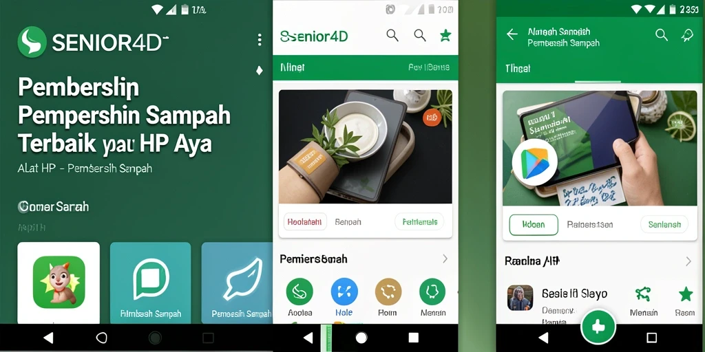 Tampilan antarmuka pengguna aplikasi Pembersih Sampah SENIOR4D yang intuitif.